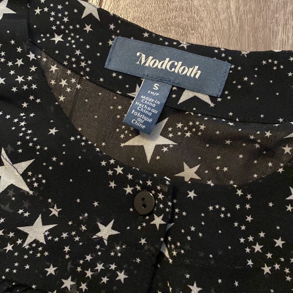 ModCloth sheer black blouse with stars S - Picture 4 of 5